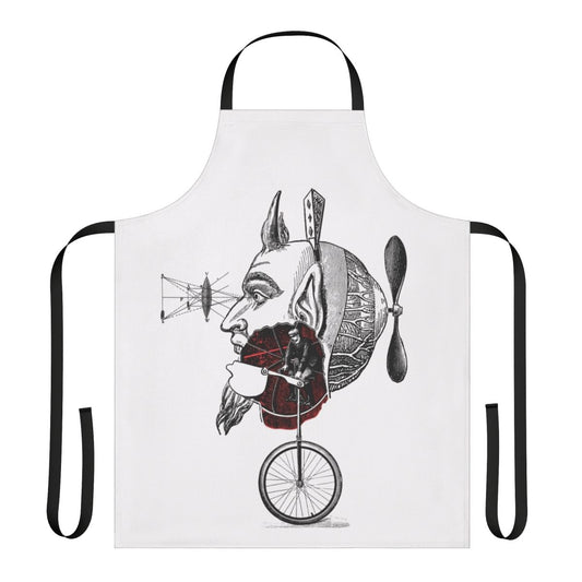 Eerie gothic occult apron with skull, skeleton, and supernatural motifs