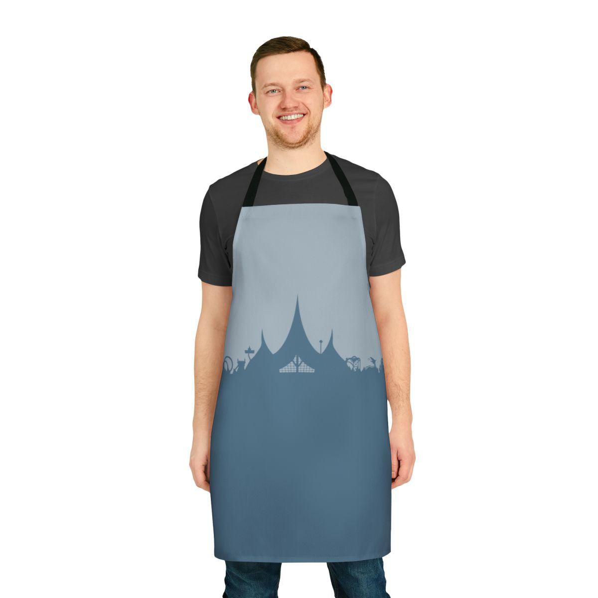 Blue apron with Efteling theme park silhouette design