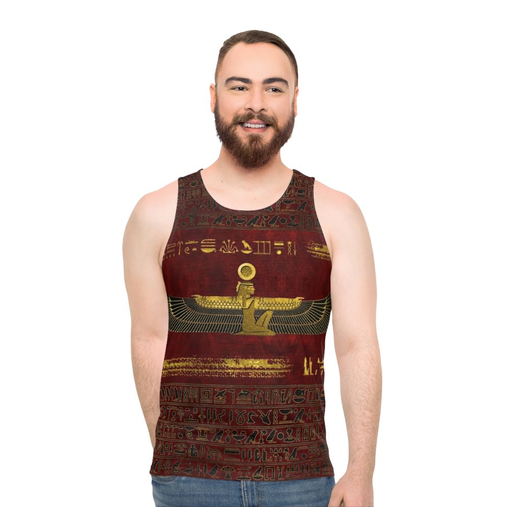 Unisex tank top with ancient Egyptian gold ornament design