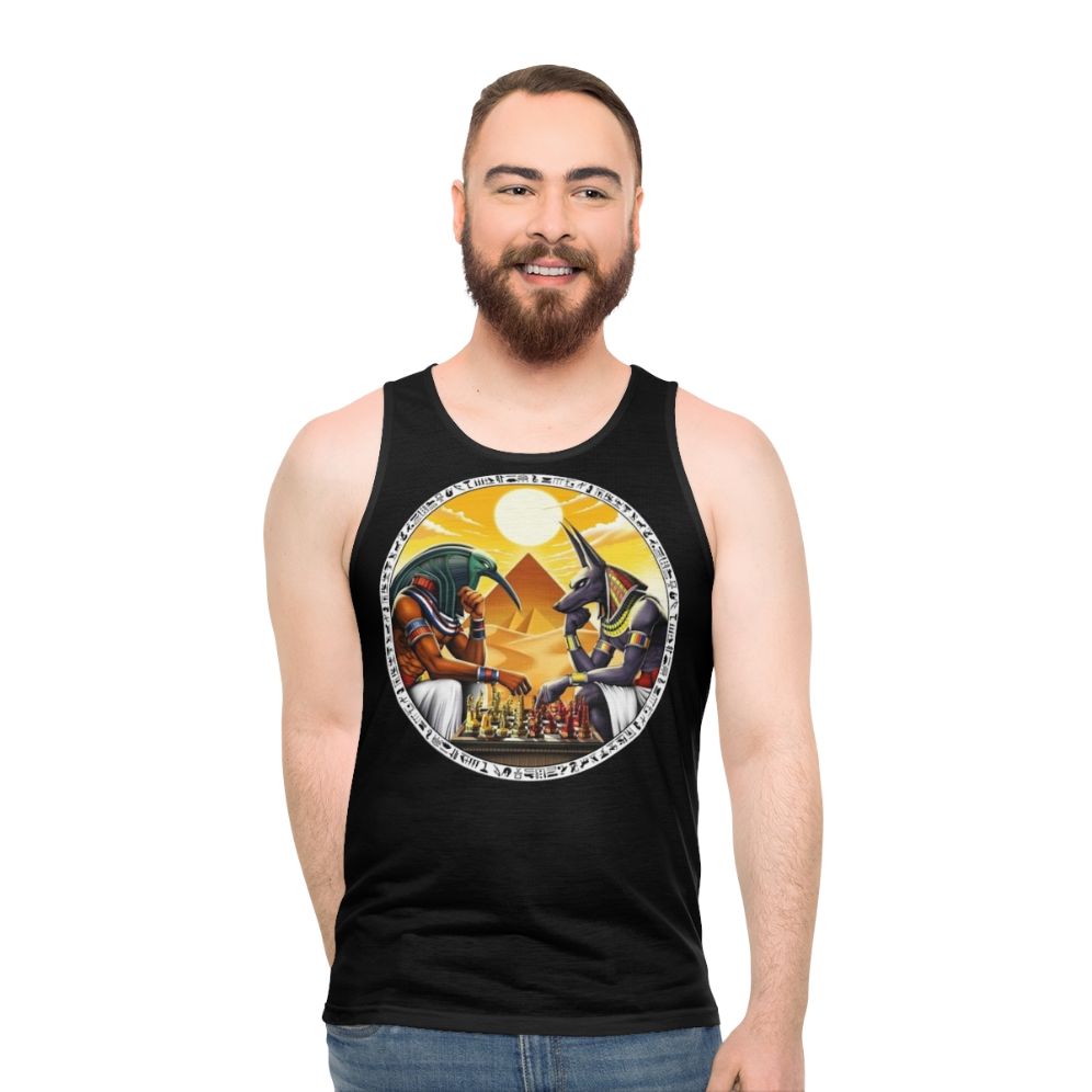 Unisex tank top featuring Egyptian mythology gods Anubis and Thoth