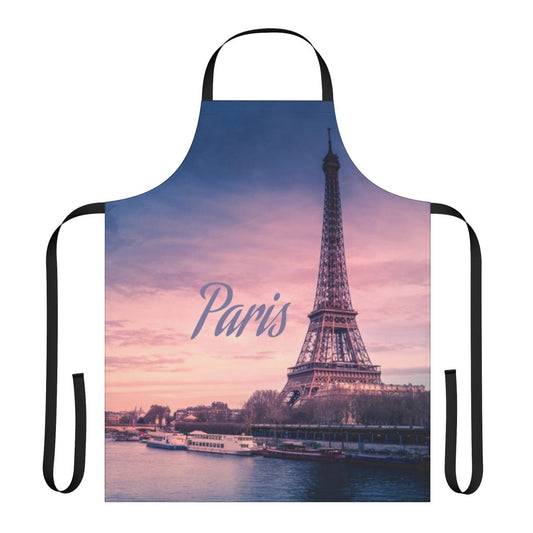 A stylish apron featuring the iconic Eiffel Tower, perfect for cooking enthusiasts and Paris fans.