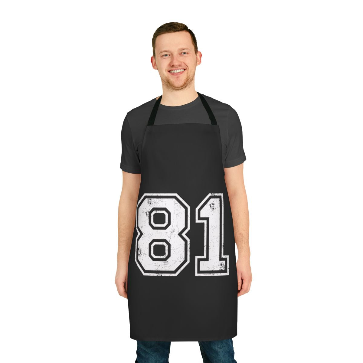 Eighty One Jersey Sports Apron featuring the number 81 design