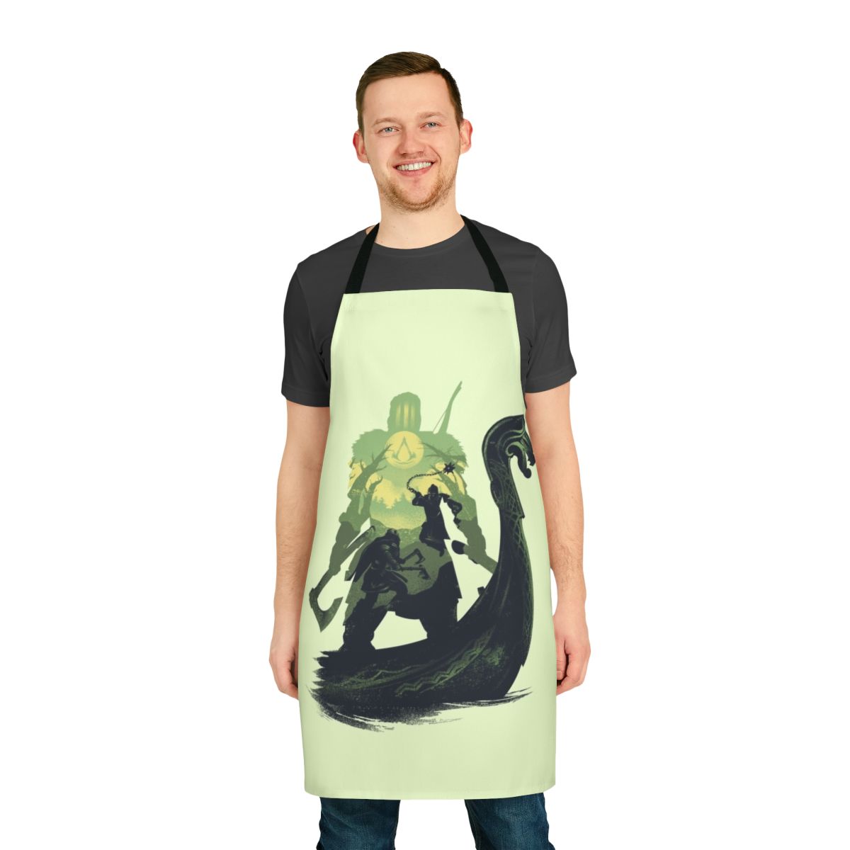 Eivor inspired apron featuring a river raid design, perfect for Assassin's Creed fans
