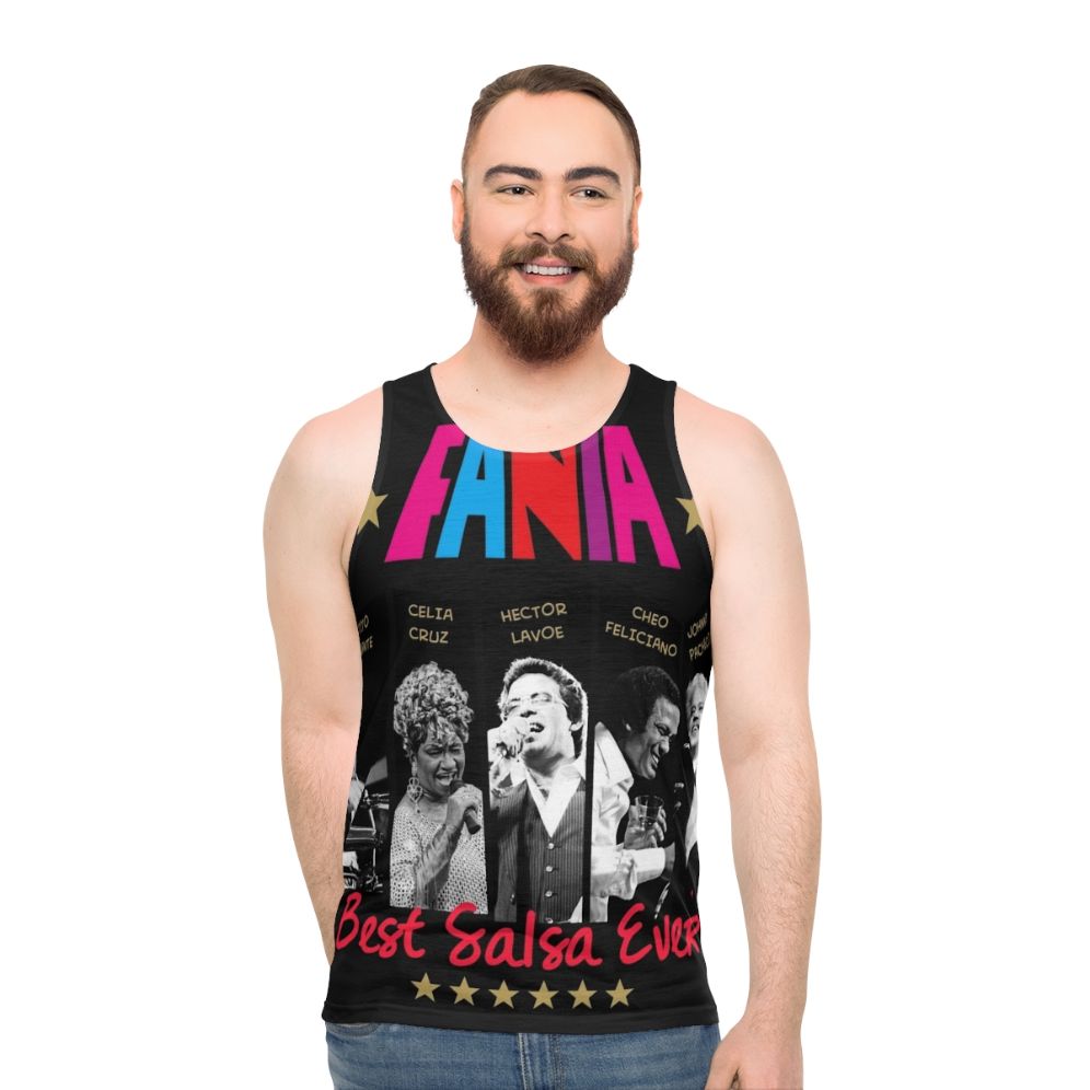 Fania Unisex Tank Top with "El Dia De Mi Suerte" Salsa Music Design