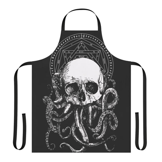 Cthulhu-inspired apron with gothic, occult, and lovecraft-themed design