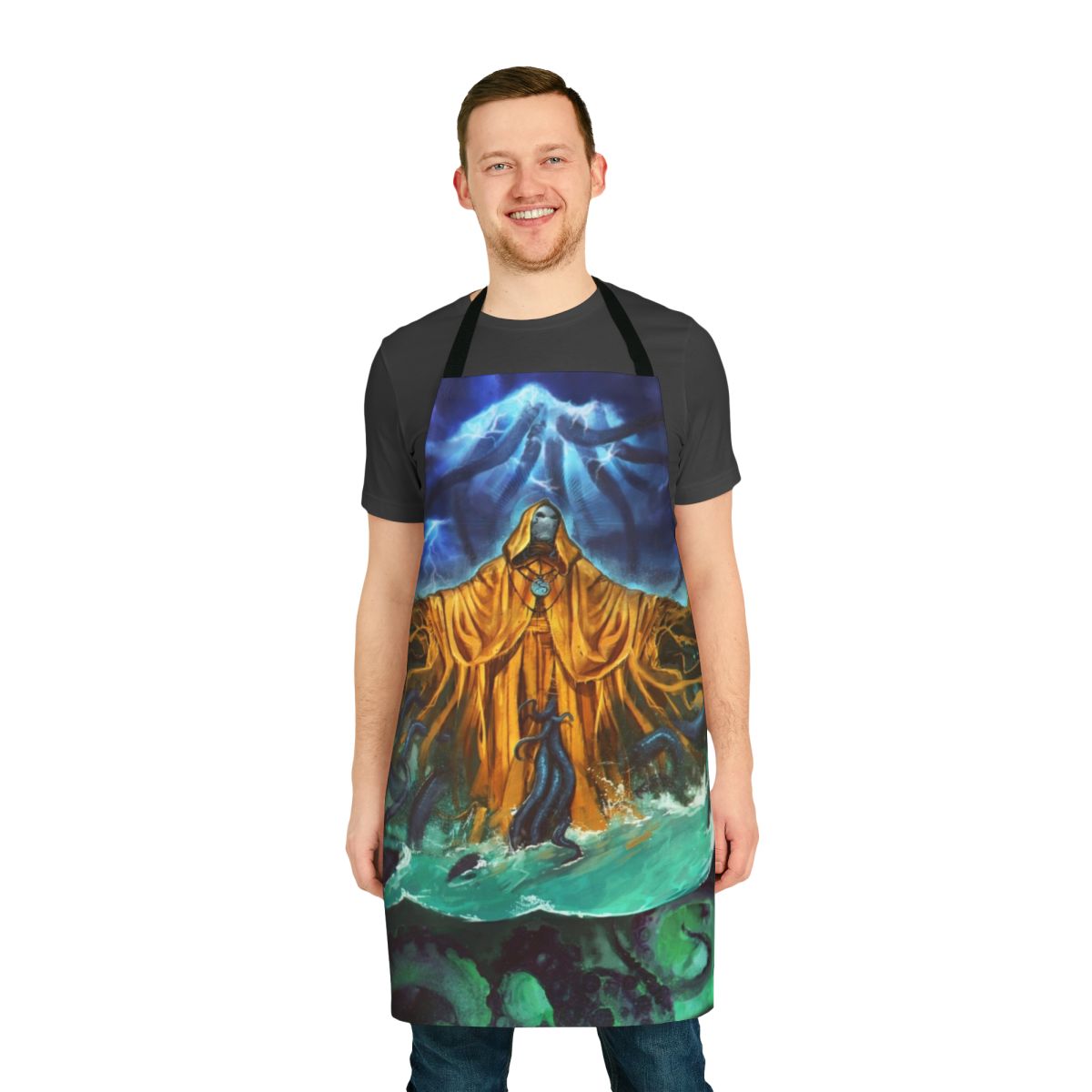 "Apron featuring Hastur, an eldritch horror from the Cthulhu Mythos"