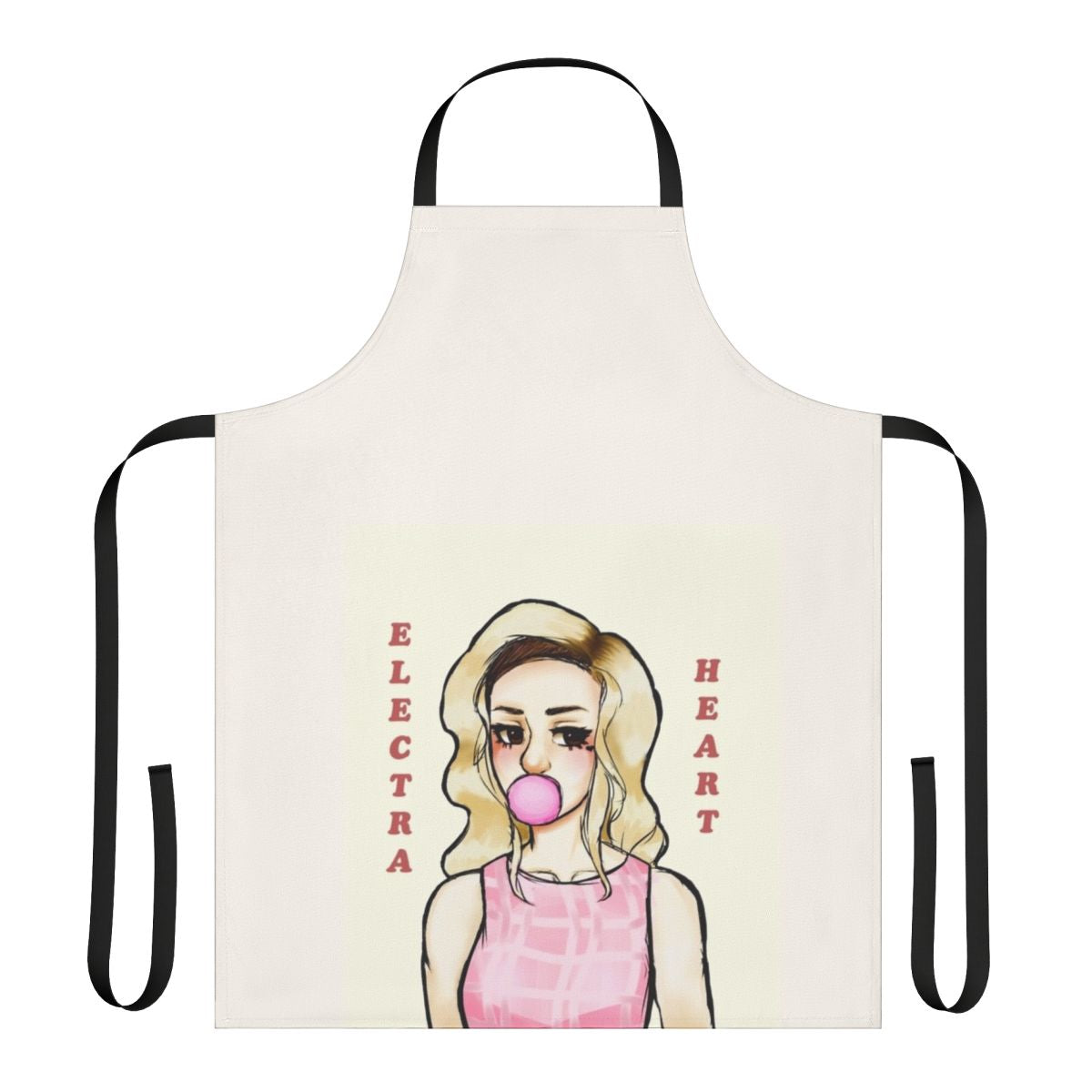 Electra Heart-themed apron in a bubblegum pink color
