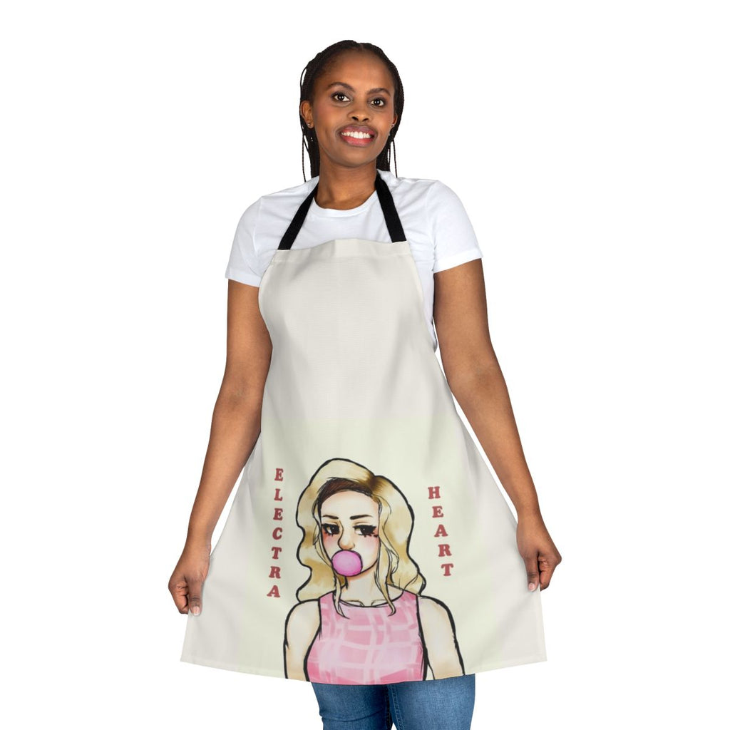 Electra Heart-themed apron in a bubblegum pink color