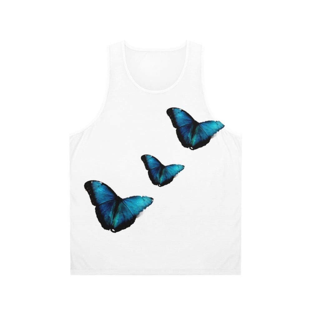 Electric blue morpho butterfly unisex tank top