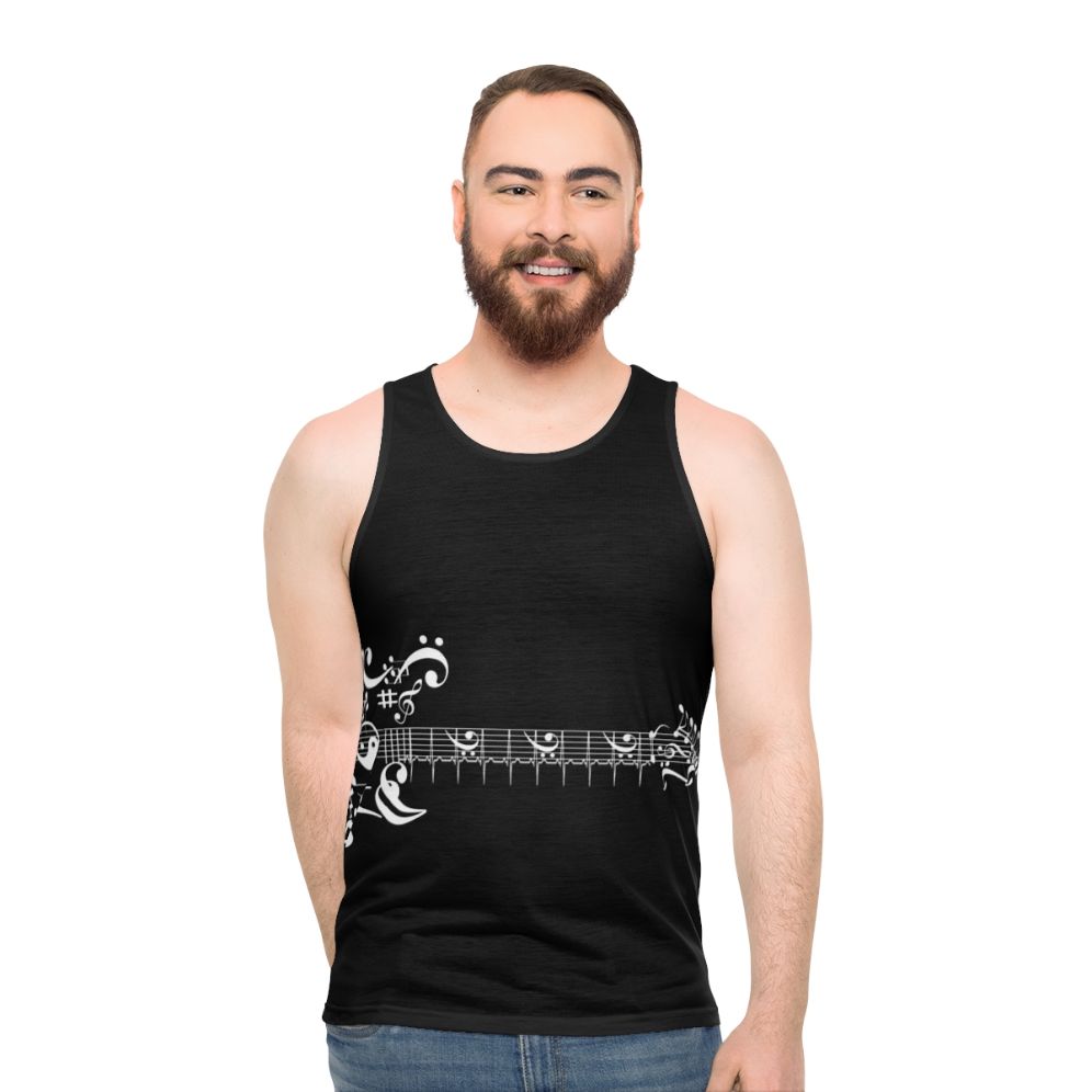 Unisex tank top with electric guitar design for music enthusiasts
