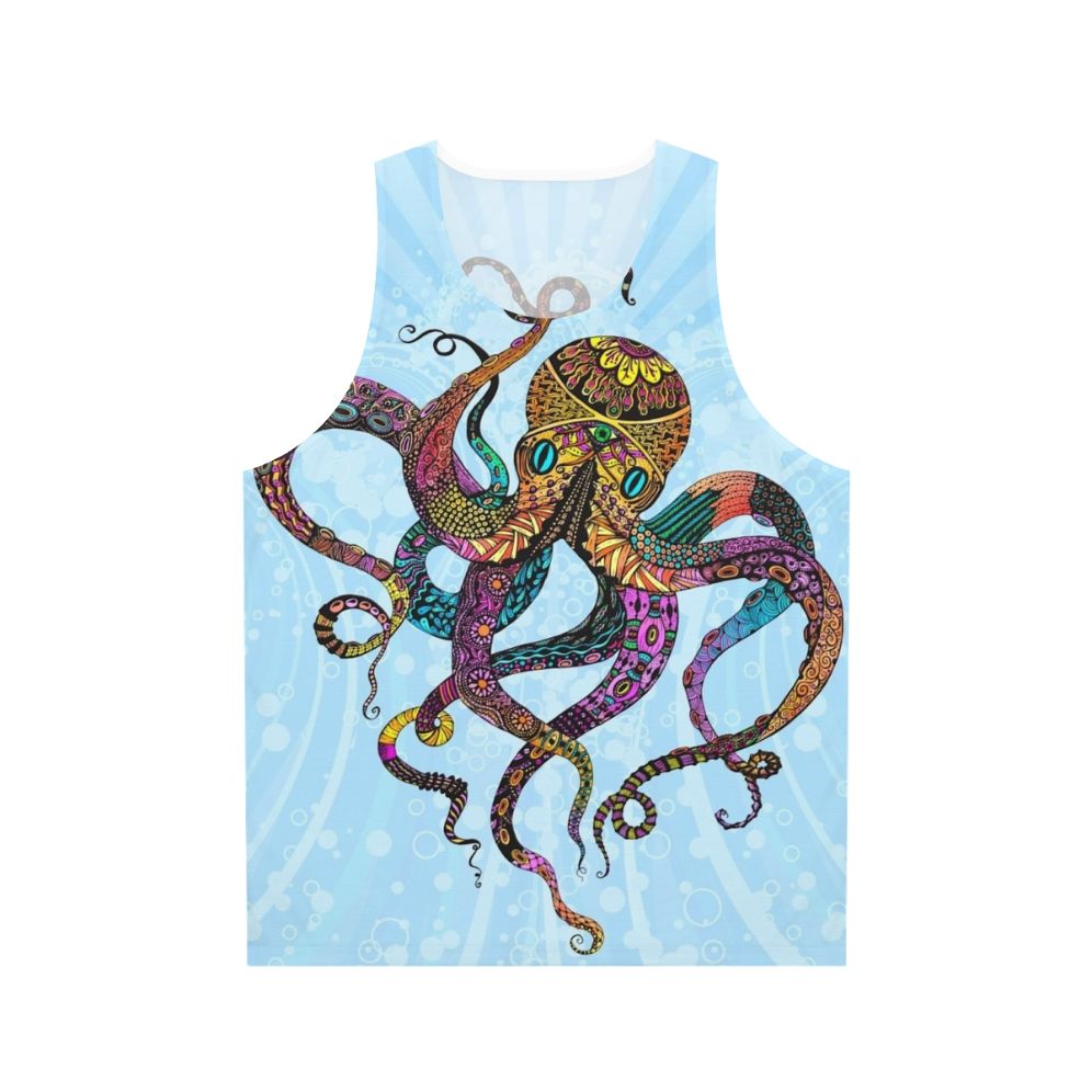 Vibrant electric octopus design tank top