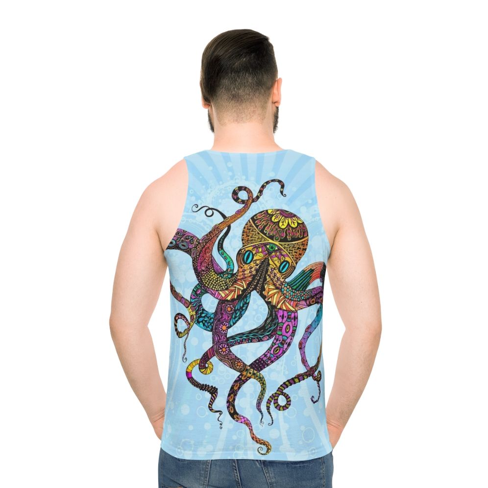 Vibrant electric octopus design tank top