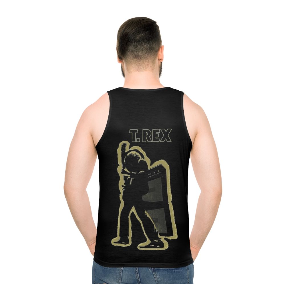 Electric Warrior Unisex Tank Top featuring Tyrannosaurus Rex dinosaur design
