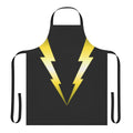 Vibrant electric apron featuring lightning bolts, superhero and comic book inspired design