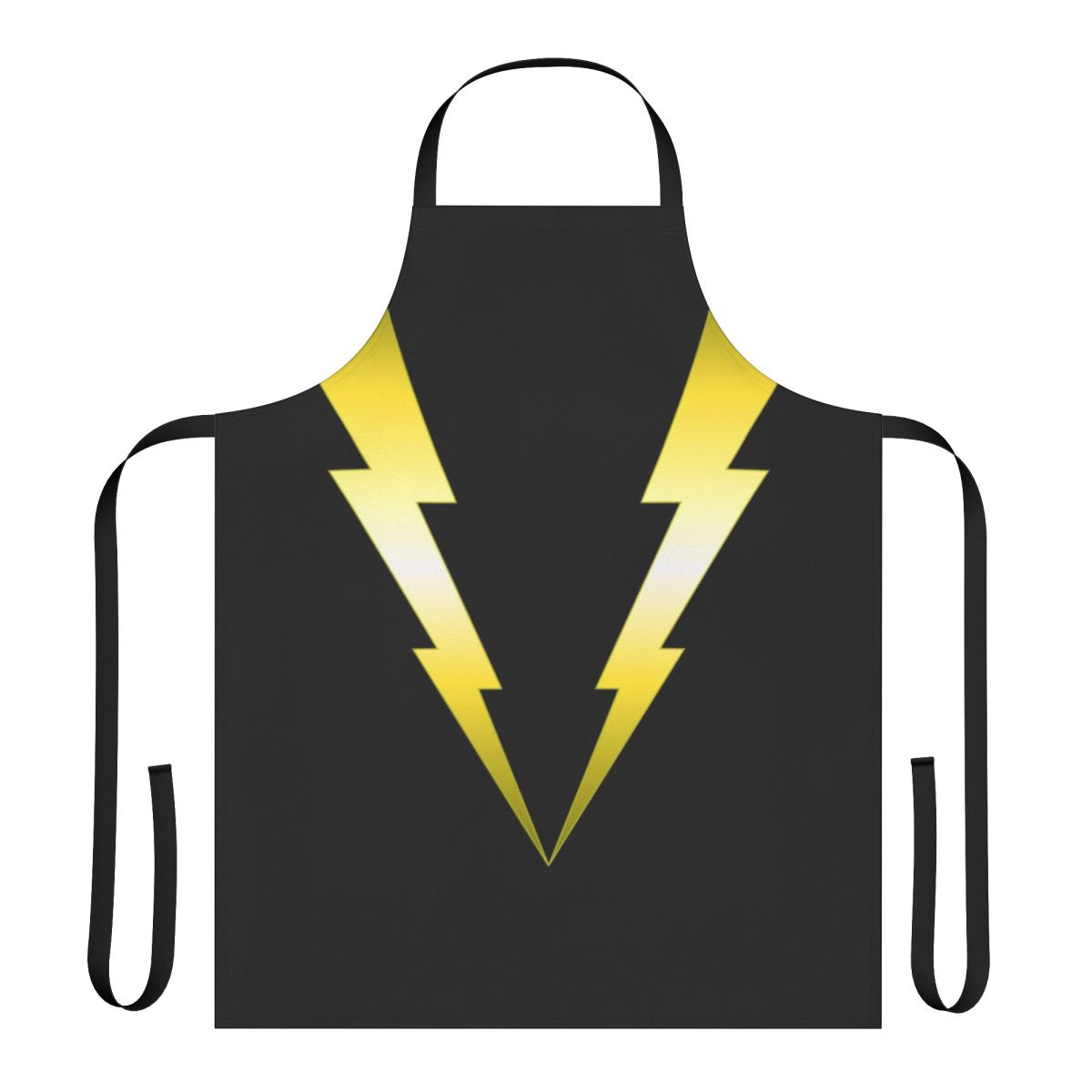 Vibrant electric apron featuring lightning bolts, superhero and comic book inspired design