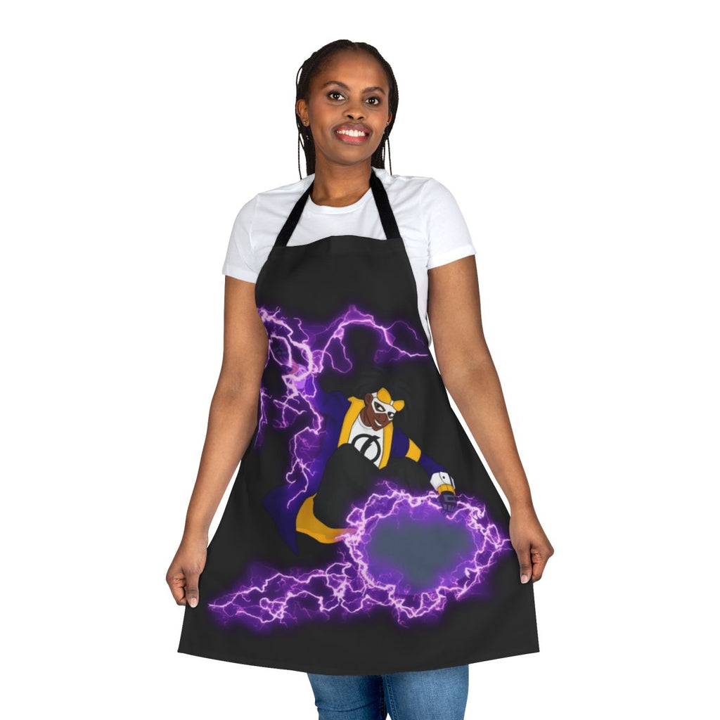 Superhero apron with electric hero and static shock design