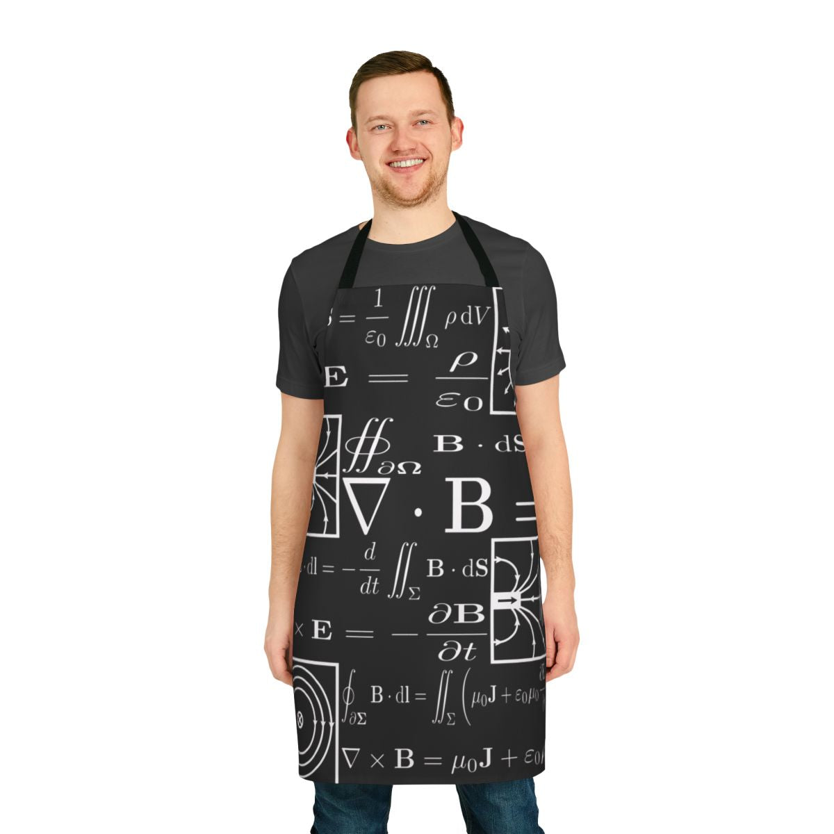 Apron featuring the fundamental equations of classical electromagnetism, the Maxwell's Equations