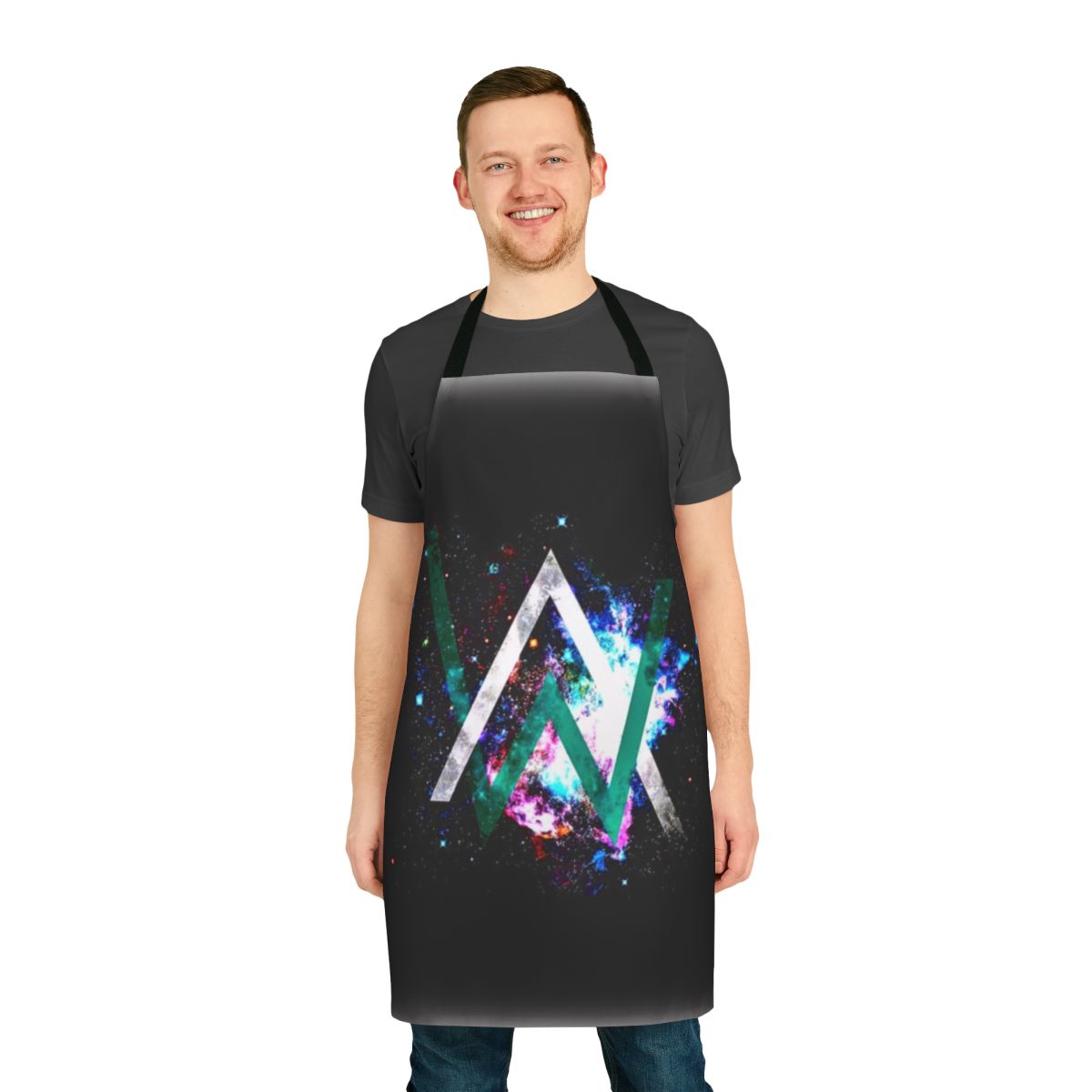 Electronic dance music inspired apron featuring a stylized design based on the album artwork of popular DJ and producer Alan Walker.