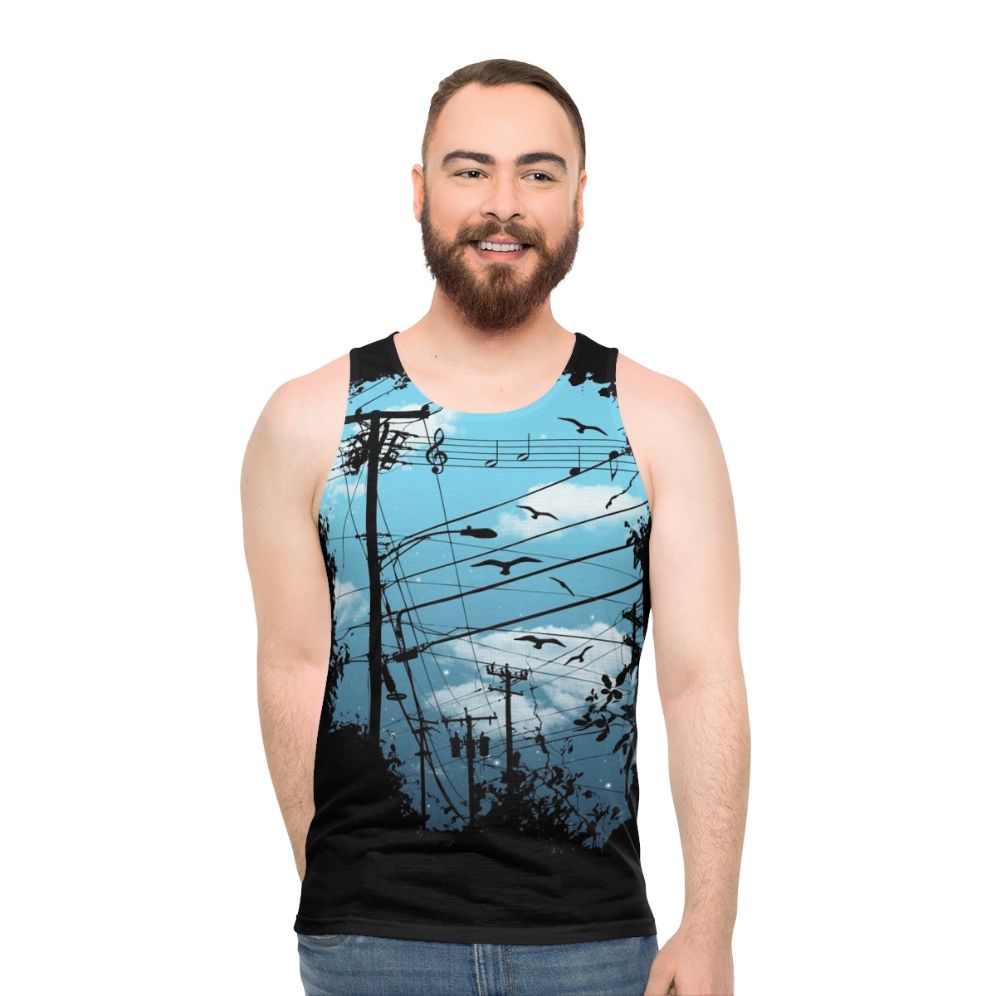 Unisex Electronic Music City Skyline Tank Top