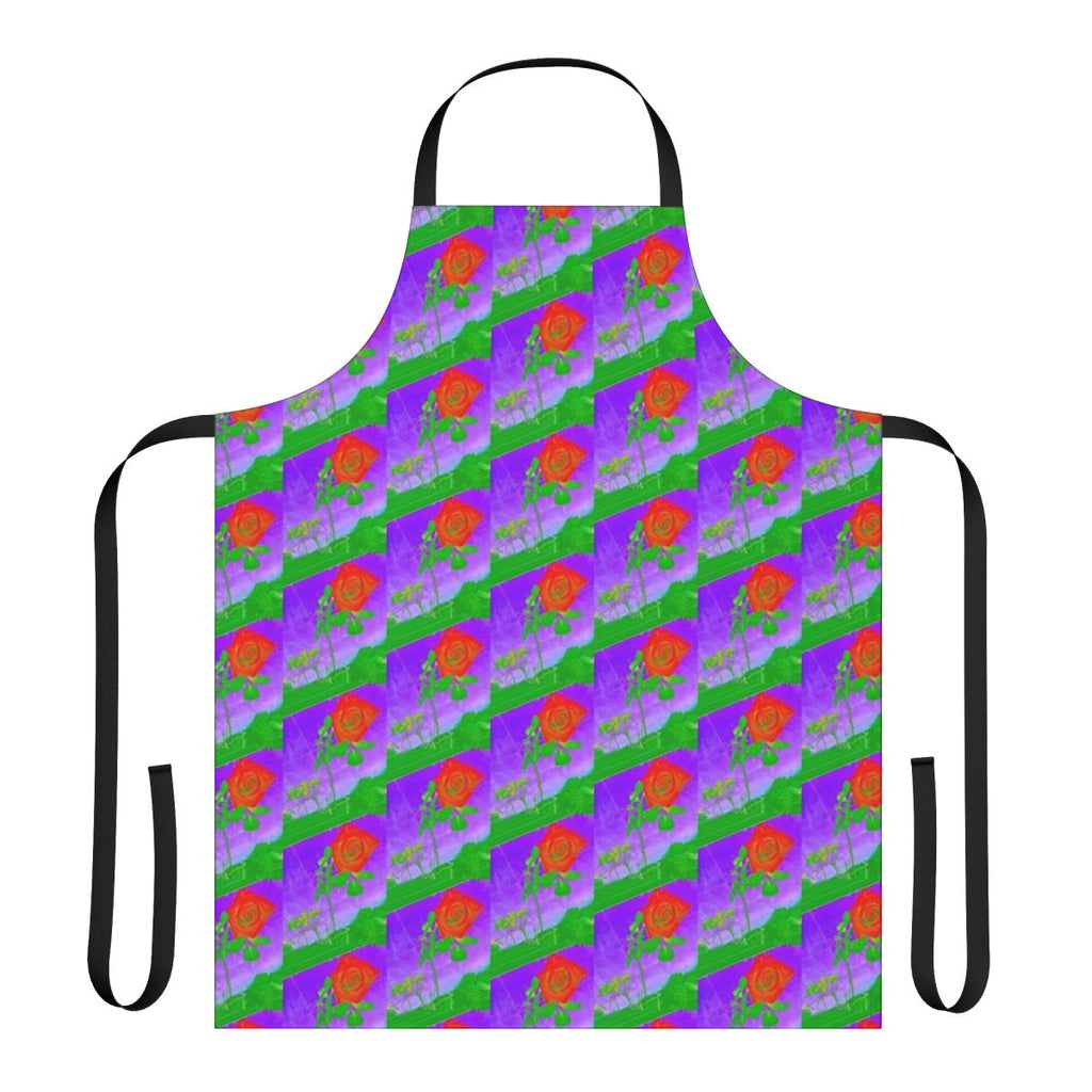 Stylish acid rose patterned apron with thorns for gardening and cooking