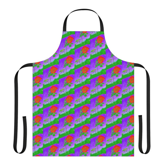 Stylish acid rose patterned apron with thorns for gardening and cooking