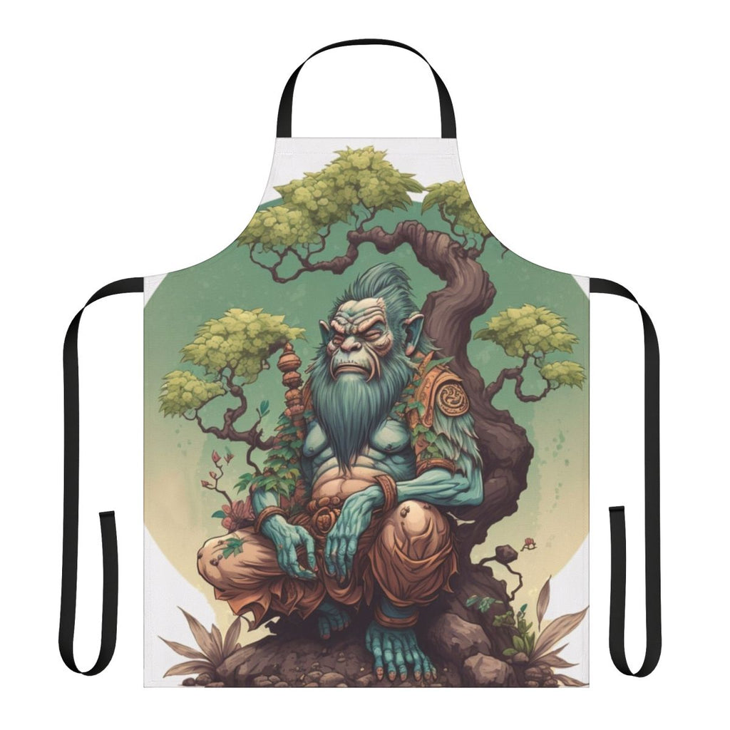 Photograph of an elegant, colorful apron featuring a minimalist design with an ape motif, perfect for the nature lover.