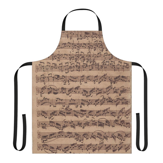 Apron featuring the iconic Bach Chaconne sheet music design