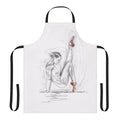 A red ballet-inspired apron with a dancer silhouette design
