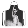 Stylish black apron with ballet and movie-themed design