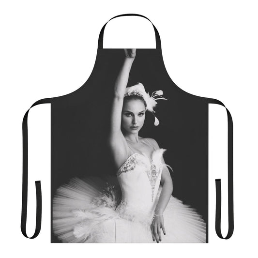 Stylish black apron with ballet and movie-themed design