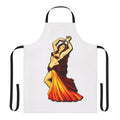 Elegant apron featuring a high-quality image of a belly dancer performing with finger cymbals