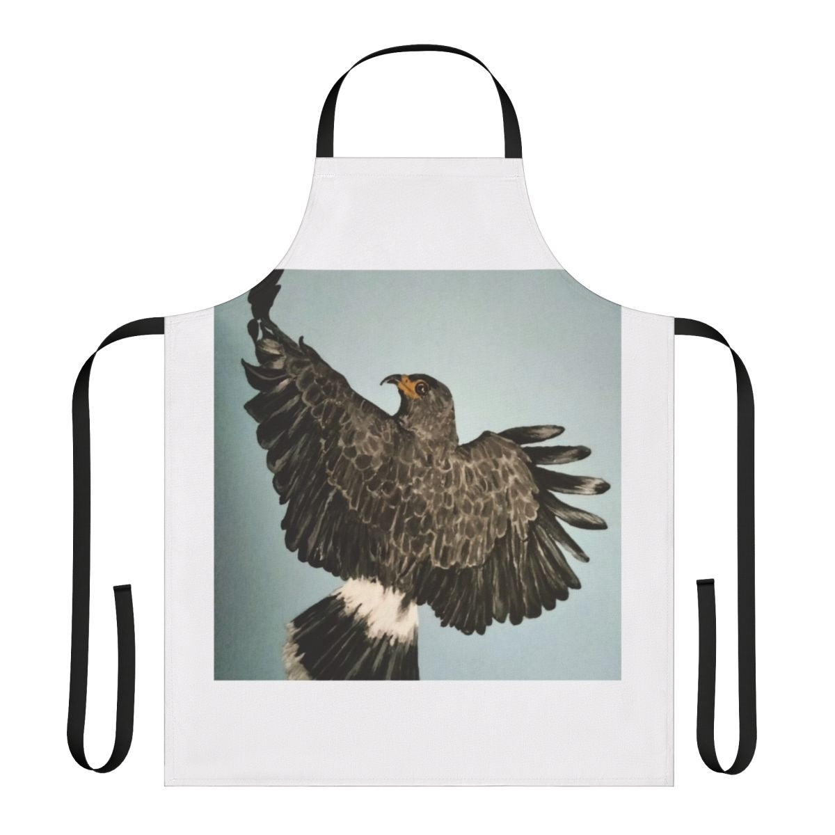 A high-quality apron featuring a beautiful flying hawk or raptor design, perfect for nature enthusiasts and bird watchers.