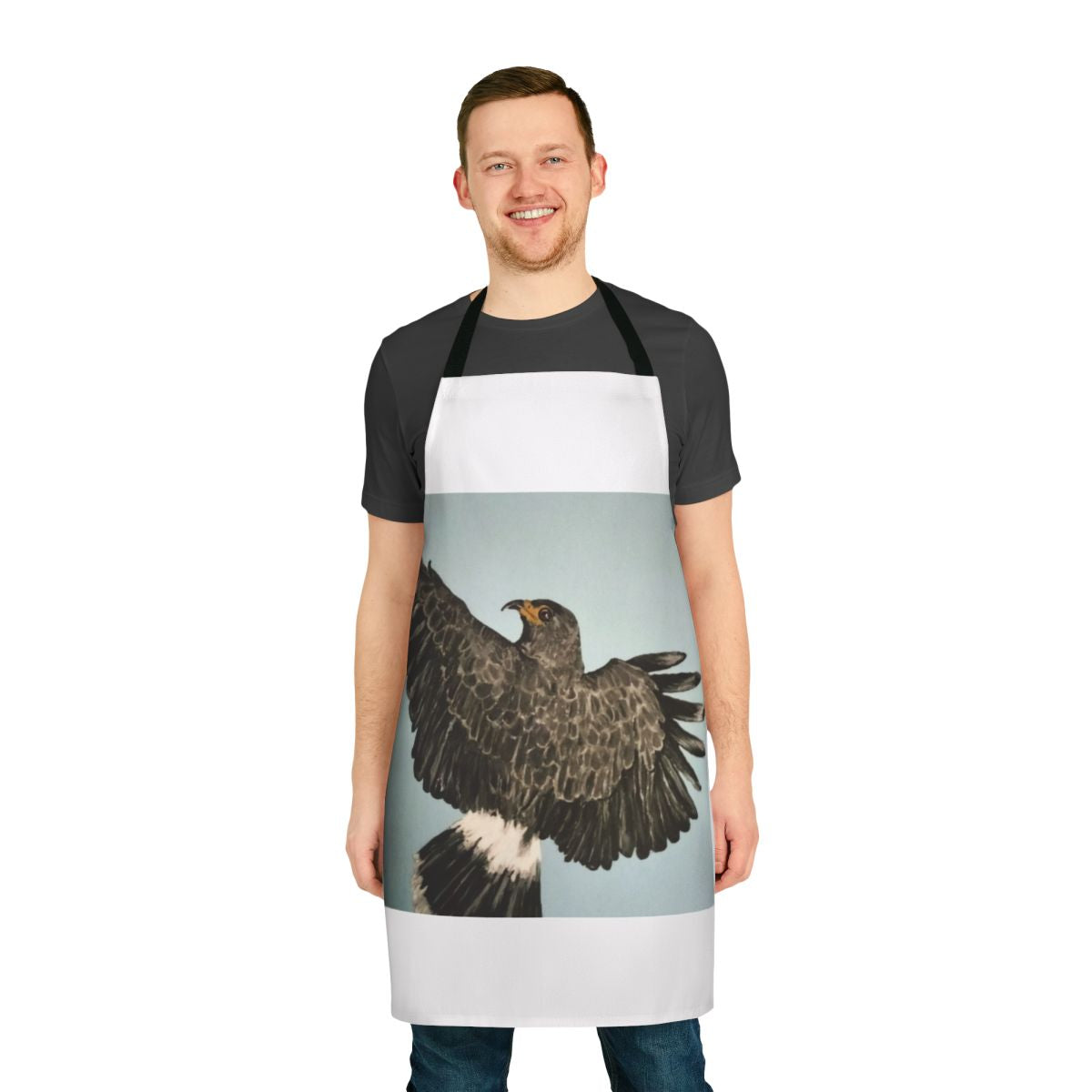 A high-quality apron featuring a beautiful flying hawk or raptor design, perfect for nature enthusiasts and bird watchers.