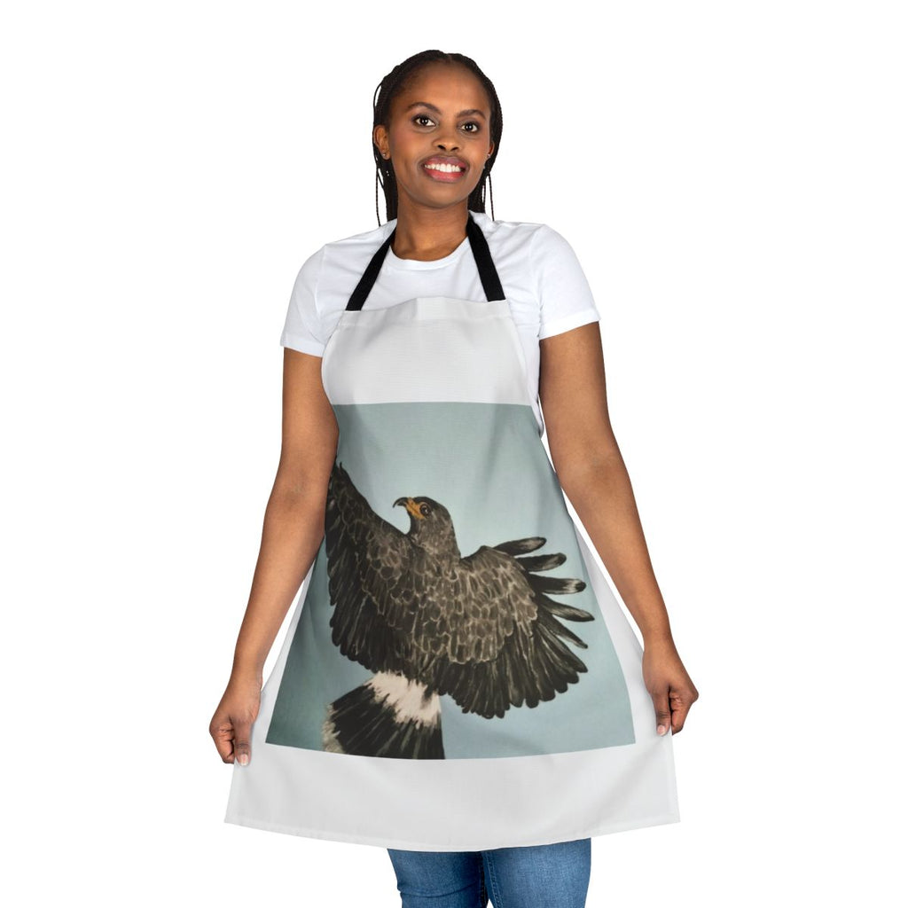 A high-quality apron featuring a beautiful flying hawk or raptor design, perfect for nature enthusiasts and bird watchers.