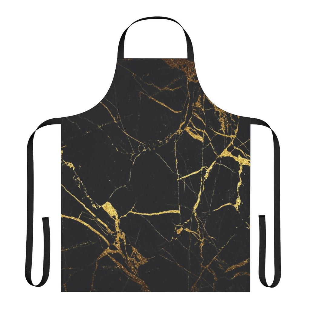 Black and gold marble pattern printed on a high-quality apron