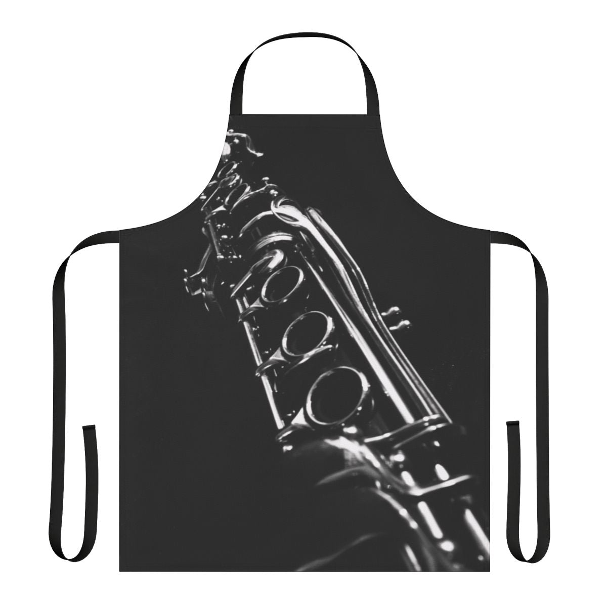 Monochrome illustration of a clarinet player performing a solo piece of classical music