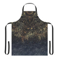 Blue and gold floral mandala design on an apron