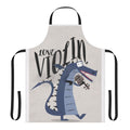 Stylish blue apron with a dragon and violin design, ideal for musicians and classical music enthusiasts.