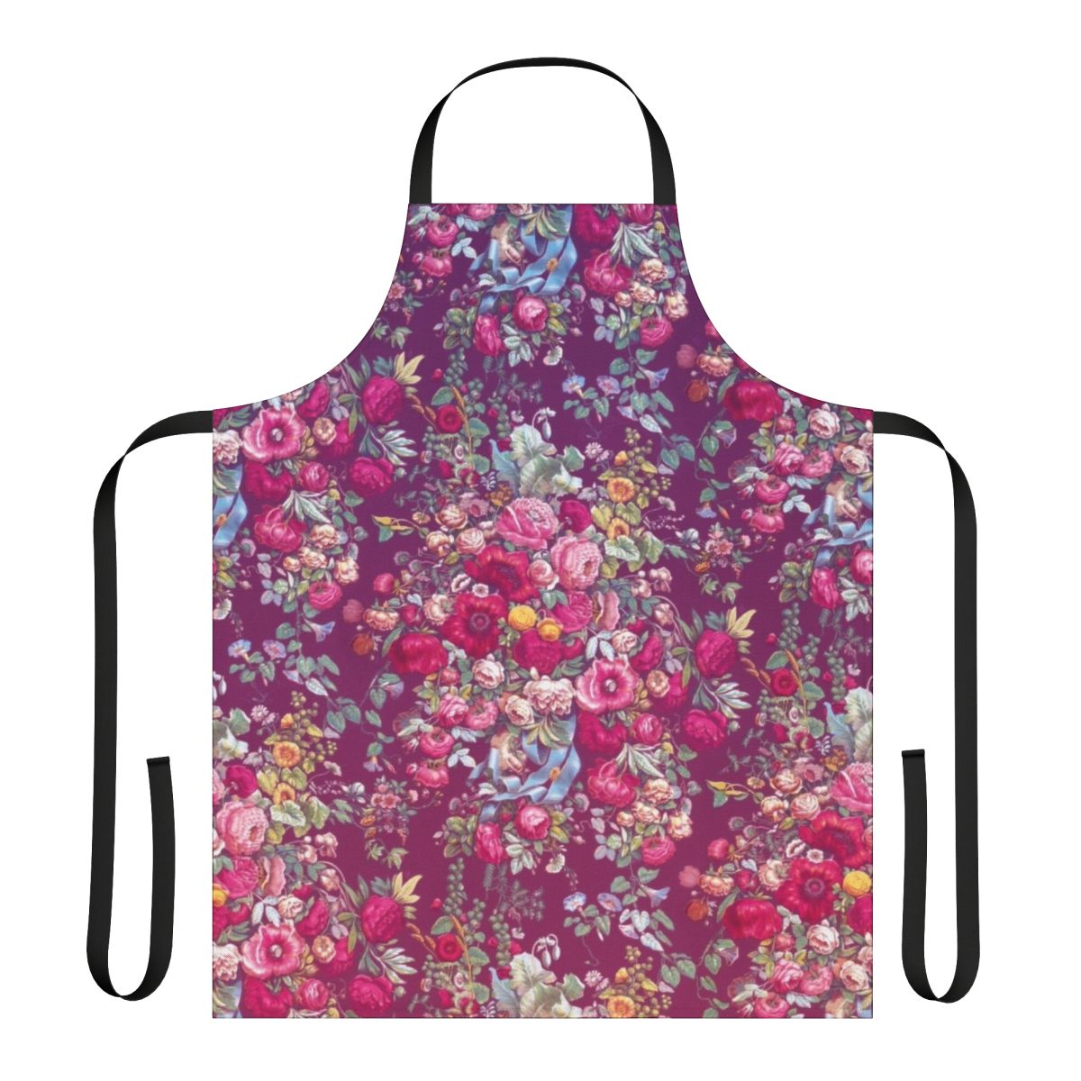 Bouquety apron with a beautiful floral pattern, perfect for brides, weddings, and vintage-inspired occasions.