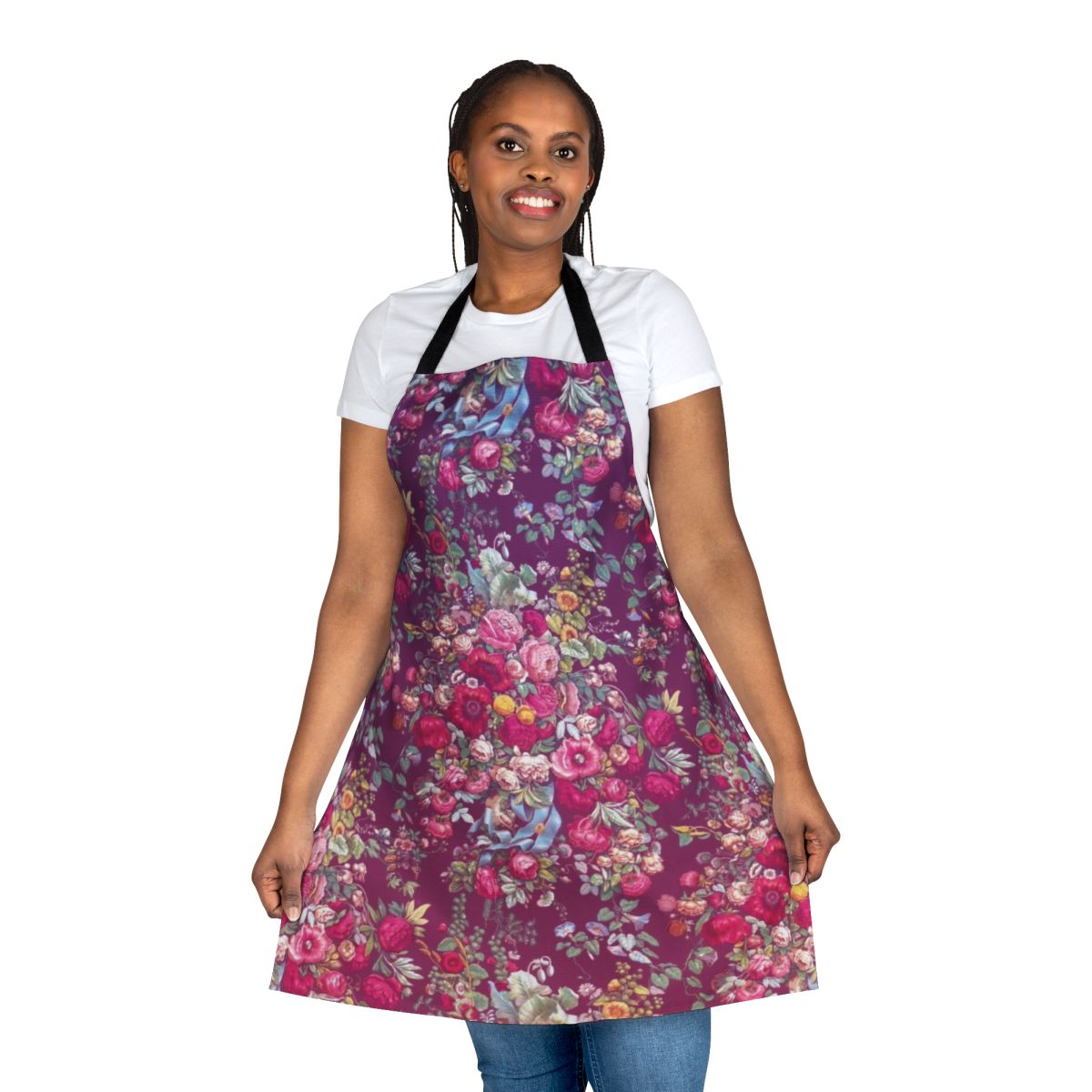 Bouquety apron with a beautiful floral pattern, perfect for brides, weddings, and vintage-inspired occasions.