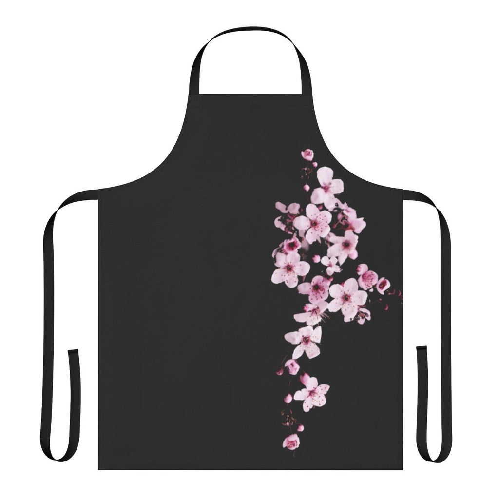Beautiful one-sided cherry blossom branch design on a high-quality kitchen apron