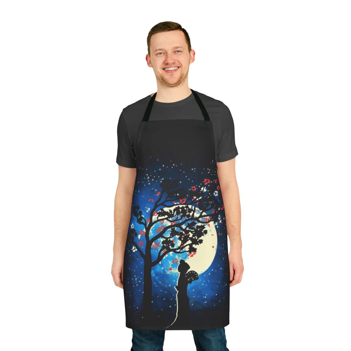 Tranquil cherry blossom tree design on a high-quality kitchen apron