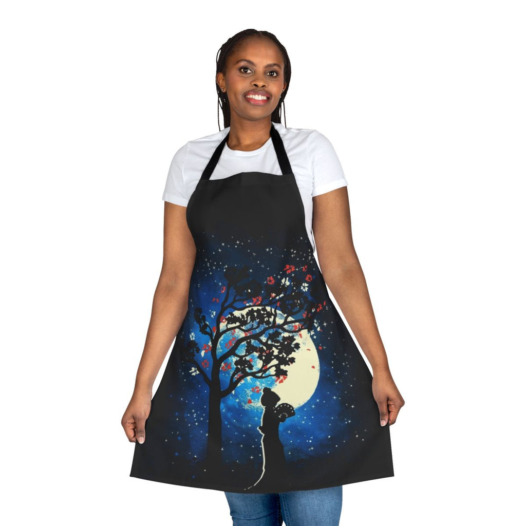 Tranquil cherry blossom tree design on a high-quality kitchen apron