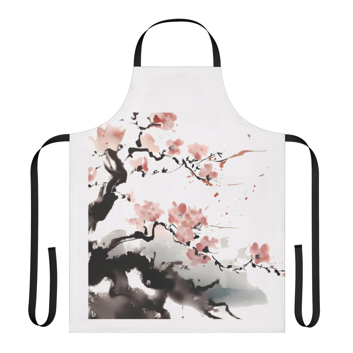 Stylish apron featuring a beautiful cherry blossom design, perfect for the kitchen or craft room.