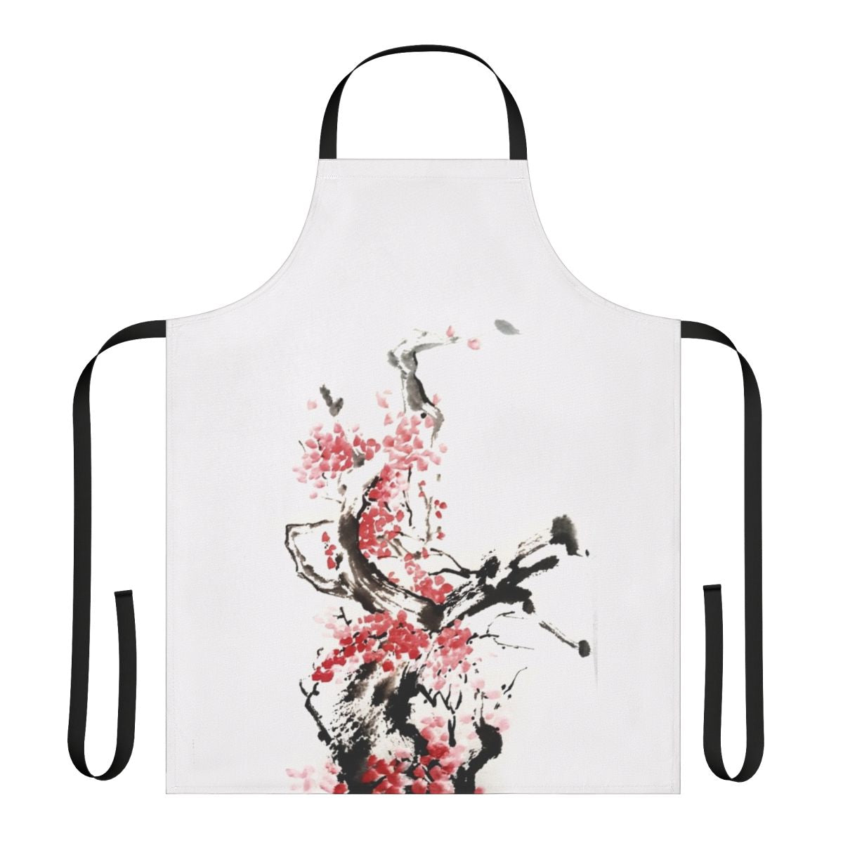 A stylish and functional apron featuring a delicate cherry blossom design, perfect for the kitchen or craft room.