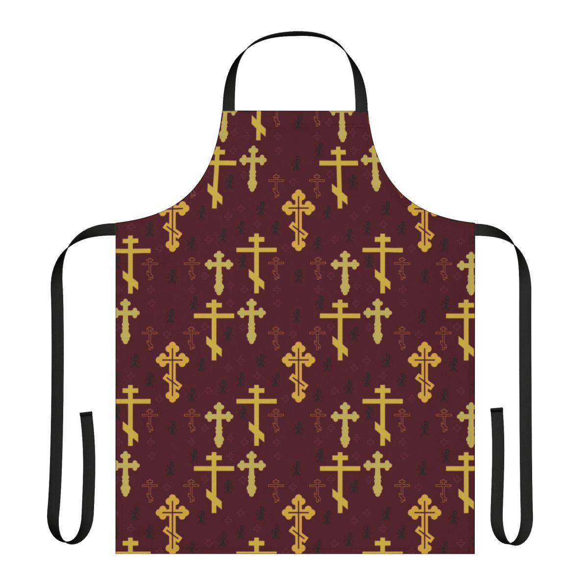 A stylish apron featuring a beautiful cross pattern design