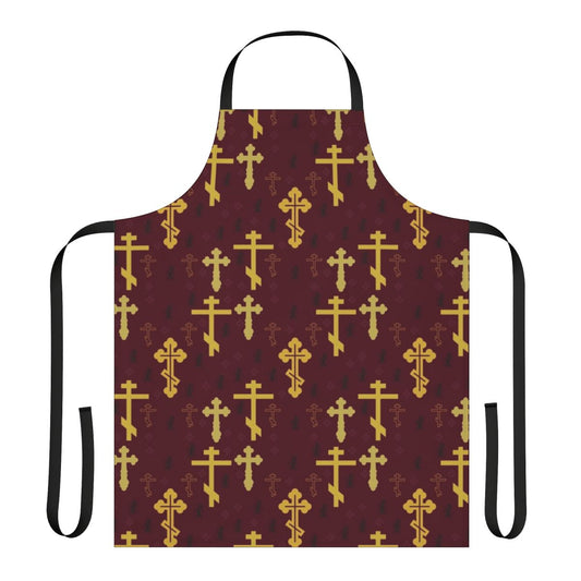 A stylish apron featuring a beautiful cross pattern design