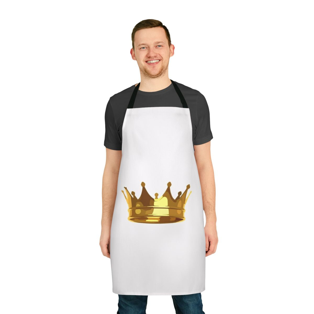 A high-quality apron featuring a crown design, perfect for the home cook with a regal flair.