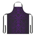 Stylish and modern damask pattern apron in shades of purple and black
