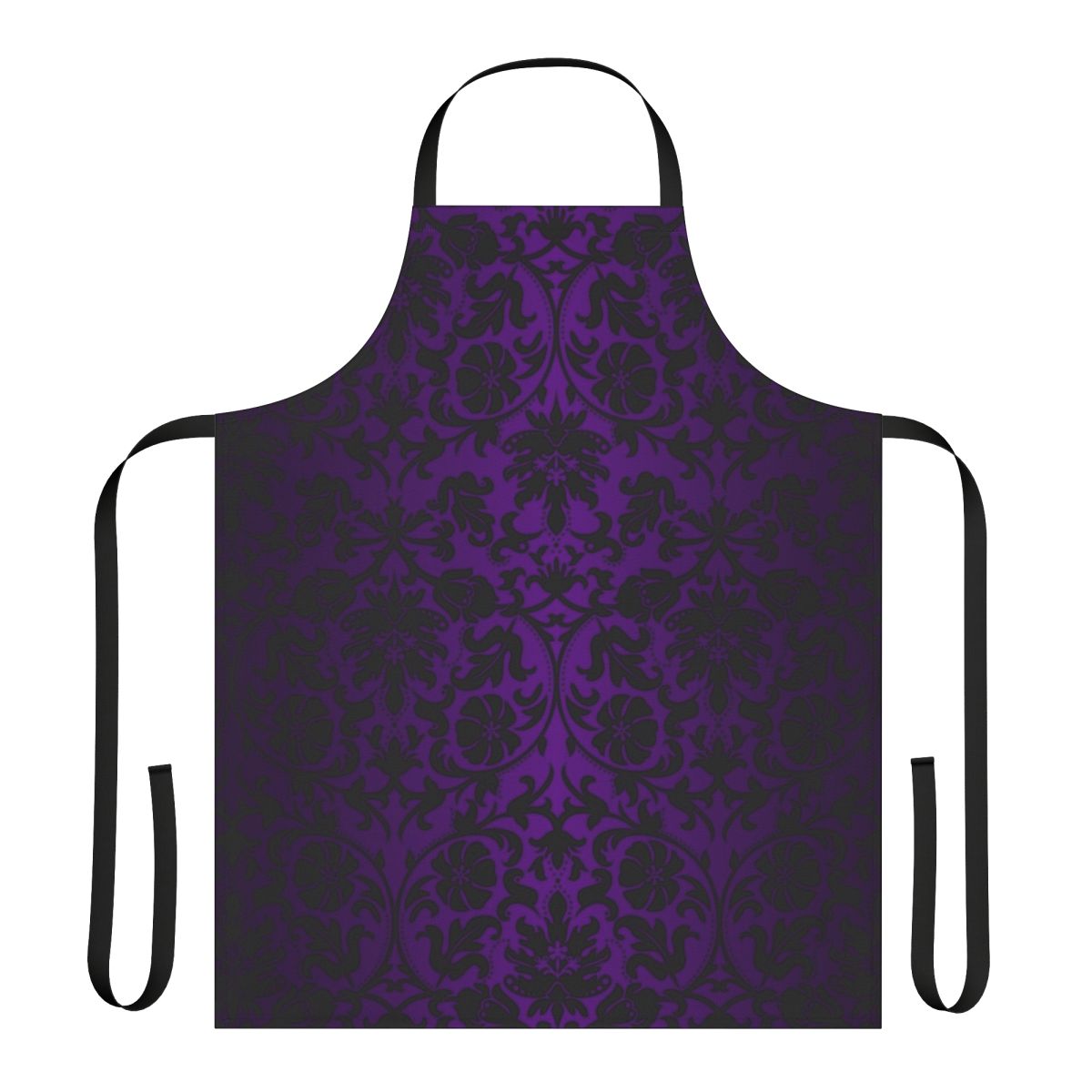 Stylish and modern damask pattern apron in shades of purple and black
